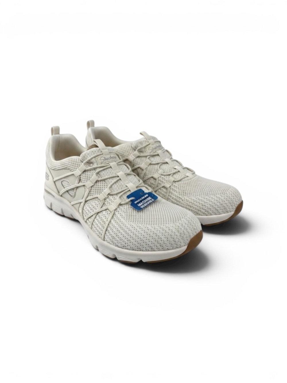 Skechers Sequoia Relaxed Fit Bungee Lace Slip Ons Off White Memory Foam Sneakers